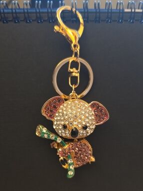 Gold-tone Crystal Koala Keychain Bag Charm - Gold